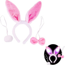 - Plush LED Furry Easter Bunny Costume Set, Ears, Tail, and Bowtie Cosplay - £5.35 GBP