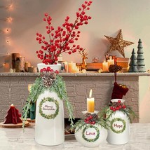Christmas Vase- 3 Set for Indoor Home Decor,Christmas Decorations -Vases Flocked - £15.56 GBP