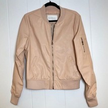 Ci Sono Light Pink Faux Leather Full Zip Bomber Jacket Size Large L - £23.33 GBP