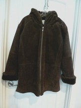 St Johns Bay Brown Suede Leather Fur Lined Coat Jacket Women&#39;s Unisex Sz... - $65.22