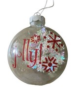 Midwest Cbk Jolly Snow Flake Globe Glass Christmas Ornament Red 4 in - £5.61 GBP