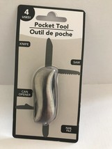 NEW 4 Use Pocket Knife / Multi-Tool (Knife, Saw, Can Opener &amp; Nail File) - £7.47 GBP