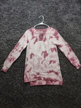 Ruff Hewn Sweater Womens Petite Small Pink Tie Dye Key Hole Knit Stretch Cute - £4.99 GBP