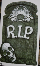 Graveyard Cemetery Rip Tombstone Skull Sticker Cling Decal Halloween Decoration - £3.67 GBP