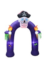 8 Foot Halloween Inflatable Pirate Skull Archway Color Changing Yard Decoration - £68.35 GBP