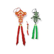 Feng Shui Chinese Characters Tasseled Wall Hangings &amp; Lucky / Wealth Coins Charm - £23.36 GBP