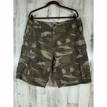 Iron Co Mens Cargo Shorts Green Camouflage Size 38 (38x11) Hiking Outdoors - £8.14 GBP