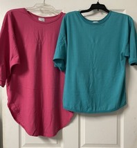 2 T Shirts Womens Large 80s KOOLERS by RAINBOW Vintage Aqua and Pink - £8.01 GBP