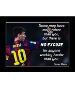 Lionel Messi Inspirational Soccer No Excuse Quote Motivation Poster Prin... - $31.17 CAD+