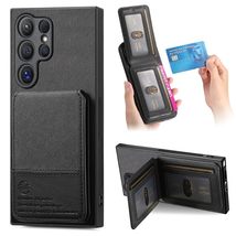 for Samsung Galaxy S25 Ultra (Color: Black) Canvas Leather Wallet Silico... - $45.00
