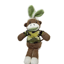 Dan Dee Plush Sock Monkey Camo Top Green Rabbit Ears Easter Stuffed Animal 12&quot; - £6.54 GBP