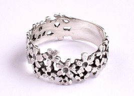 925 Sterling Solid Silver Flower Shape Gothic Ring Unisex Casual Wear Ring Gift - £47.80 GBP+