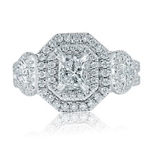 1.77 CT Radiant Cut Diamond Double Halo Engagement Proposal Ring 18k White Gold - $4,849.97