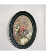 Vintage Oval Framed Art Print Floral Flower Bouquet Still Life Gallery Wall - £21.23 GBP