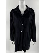 Robert Louis Womens Velvet Duster Jacket Coat Large Black Button Up Silk... - $1,092.87 MXN