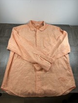 Tommy Bahama Shirt Mens Large Orange Long Sleeve Button Up Linen - $18.38