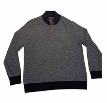 UNTUCKit Mens Sweater XL Navy Merino Wool Quarter Zip Belguardo Jacquard - £23.07 GBP
