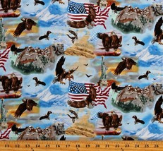 Cotton United States America Eagles Statue of Liberty Fabric Print BTY D305.46 - £10.18 GBP