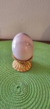 Vintage Hand Made Pink Marble Egg With Gold Stand  - £7.70 GBP