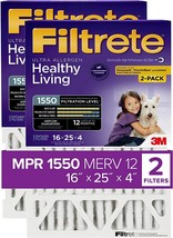 Healthy Living Ultra Allergen Deep Pleat, 2-Pack, Filtrete 16X25X4 (Actual - £72.56 GBP