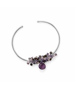 Women Fashion 925 Sterling Silver Purple Multi-stone Beaded Cuff Bangle ... - £146.47 GBP