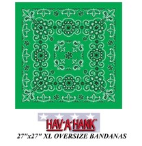 3 Hav-A-Hank Xl Big Over Size Green Paisley 27&quot;BANDANA Head Wrap Face Mask Scarf - £15.65 GBP