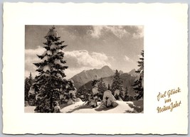 Vtg German Postcard viel glück  im neuen jahr (good luck in New Year)  snow tree - £4.03 GBP