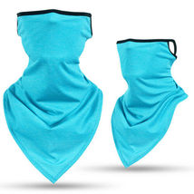 Light Blue Ear Hangers Face Mask UV Protection Scarf Neck Gaiter Bandana - $15.96