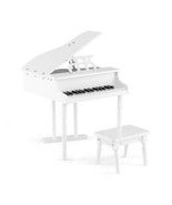 30-Key Kids Piano Keyboard Toy with Bench Piano Lid and Music Rack-White... - €101,12 EUR