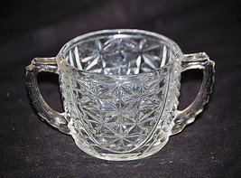 Stars &amp; Bars by Anchor Hocking Open Sugar Bowl Clear Depression Glass Star Arch - £10.24 GBP