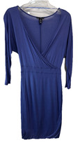 H&amp;M Size 6 Small Purple Rayon Sheath Dress V Neck 3/4 Sleeve 2 Ply Skirt - $17.79