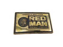 Vintage Red Man America&#39;s Best Chewing Tobacco Solid Brass Belt Buckle - $239.70 MXN