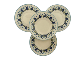 Swiss Alpine Chalet Marcrest Four Saucers Blue Flowers Green Leaf 5 3/4 ... - $19.68