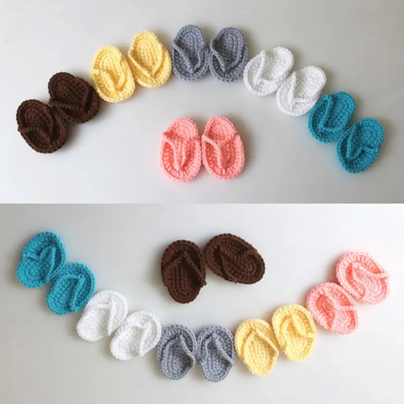 Play New Born Photography Props Hand Crochet Baby Slippers Baby Photo Props Shoe - £23.17 GBP