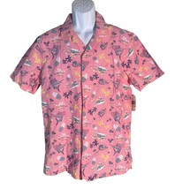 NAUTICA Men&#39;s Short Sleeve Button Down Pink Tropical Shirt Medium NWT - $19.79