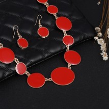 Red Drop Earrings Chunky Choker Statement Necklace Collar Fashion Jewelry Sets W - £18.38 GBP