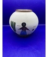 Tonala Mexico Hand Made Art Pottery Vase Signed Mexico C.O. Mother &amp; Child - $11.40