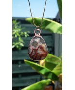 Mexican agate necklage / Crazy lace agate / Electroformed copper - €29,98 EUR