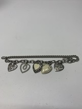 Bijoux Terner Bracelet Heart Charms 7 Inches KG CR4 Silver Tone - $11.88