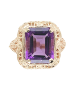 10k Yellow Gold 4.38 Carat Genuine Natural Amethyst Filigree Ring 7.75 (... - €928,04 EUR