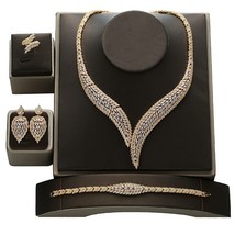 Vintage women party bridal wedding necklace earring ring and bracelet set zircon cn1857 thumb200