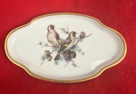 Vintage Limoges Castel France Porcelain Trinket Dish Gold Trim Goldfinch... - $17.82