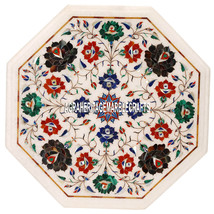 White Marble Table Tops Multi Floral Inlay Furniture Arts Decor With Base H3538 - £564.04 GBP+