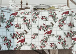 Envogue Christmas Tablecloth Red Cardinal Plaid 60”x120” New - $44.96