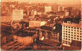 Sepia View Business Section Birds Eye View Seattle Washington WA DB Postcard T14 - £3.02 GBP