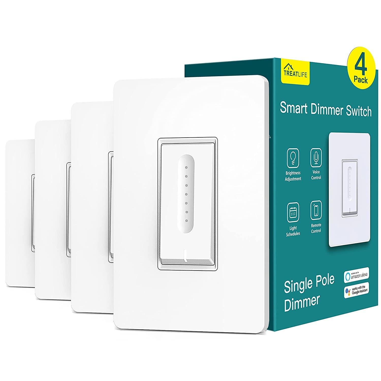 Smart Dimmer Switch 4 Pack, Smart Switch Works With Alexa And Google Home, 2.4Gh