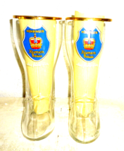 2 BOOT-shaped Gilde EKU Licher Karlsberg Jahns Auer Camel German Beer Glasses - £11.88 GBP