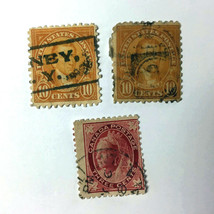 Vintage Antique 1923 10¢ cents USA Munroe U.S.  POSTAGE STAMP pair lot orange - £3.54 GBP