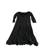 Weekend Max Mara Solid Black Half Sleeve Flower 3D Rose Spring Dress Medium - £73.09 GBP
