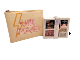 Conair Sophia Joy Makeup Cosmetic Bag &quot;Girl Power&quot;  + Scünci 6 Pcs Claw Clip Set - £15.97 GBP